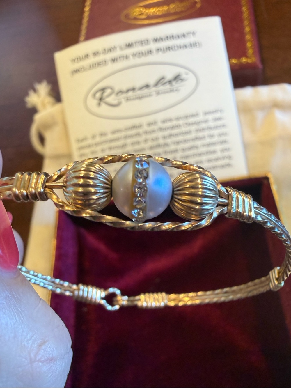 Ronaldo Bracelet 7" Gold-Tone Pearl & Crystal Accent Bracelet - Gold